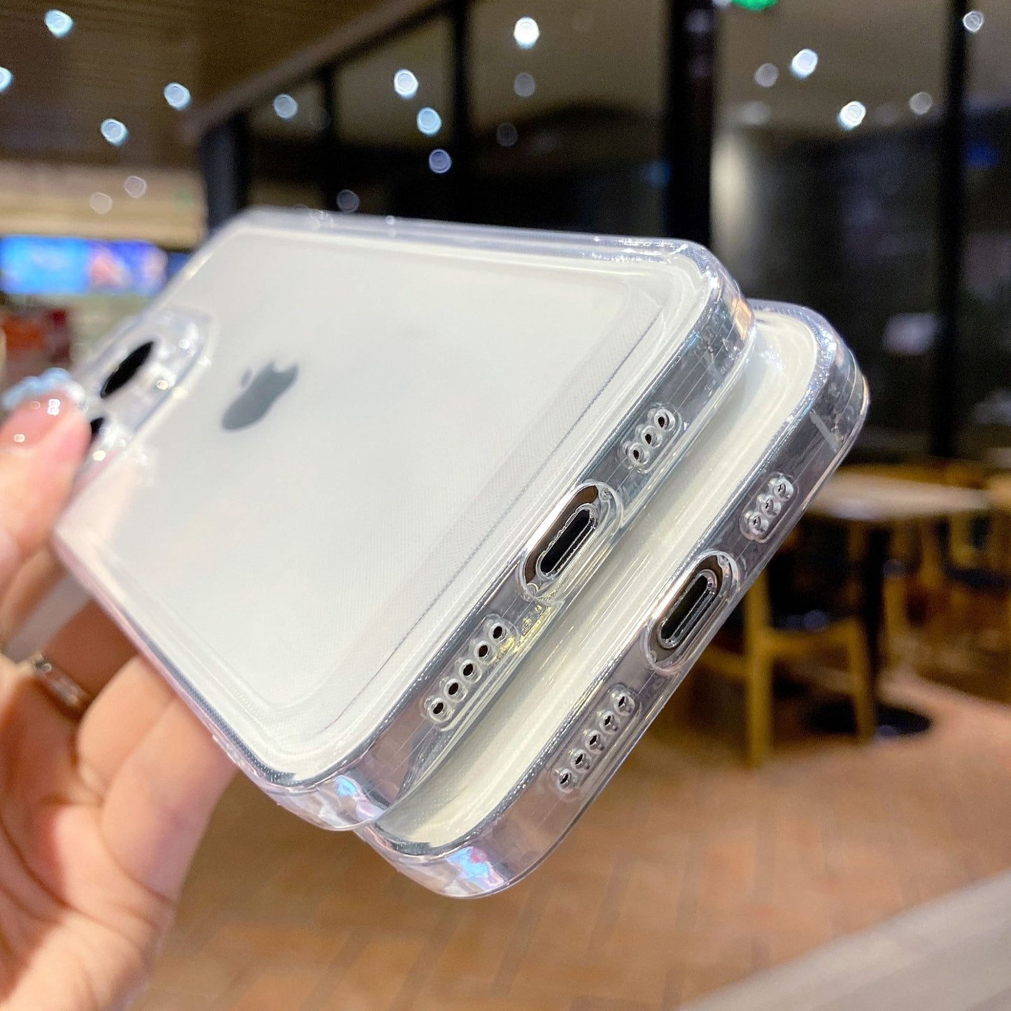 FUNDA TRANSPARENTE PARA IPHONE, TODOS LOS MODELOS. BLANCA Y NEGRA