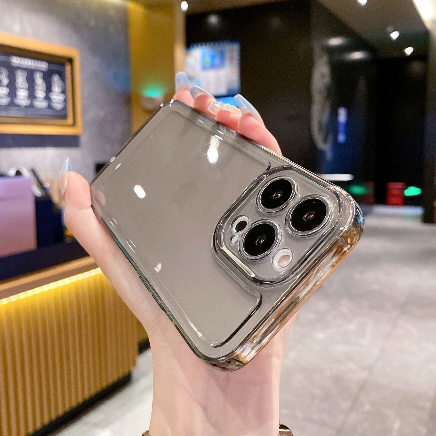 FUNDA TRANSPARENTE PARA IPHONE, TODOS LOS MODELOS. BLANCA Y NEGRA