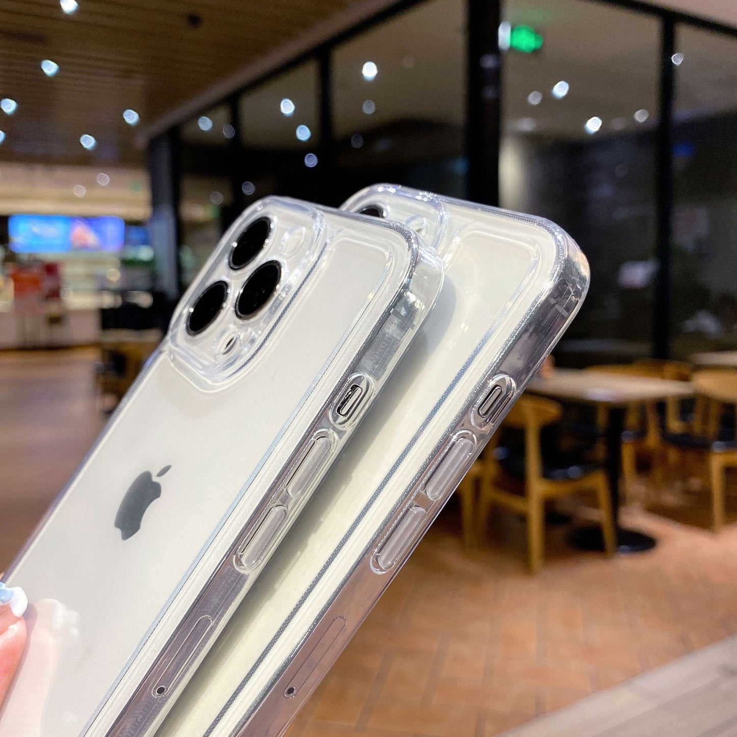 FUNDA TRANSPARENTE PARA IPHONE, TODOS LOS MODELOS. BLANCA Y NEGRA